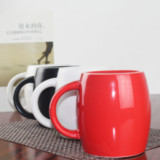 星巴克酒桶杯陶瓷马克杯创意个性水杯带盖带勺咖啡杯红色奶茶杯子