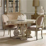餐桌法式橡木餐桌椅组合美式新古典实木圆桌餐厅仿古复古做旧家具