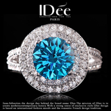 法国IDee海洋之心蓝宝石戒指女925银饰品水晶指环食指戒 创意礼物