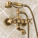 波洛克 全铜欧式浴缸龙头 仿古双把淋浴龙头 水龙头 入墙浴缸龙头
