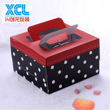 4、6、8、10、12寸手提蛋糕盒 烘焙包装盒方形生日蛋糕盒黑红波点
