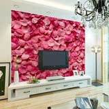 3D无缝大型壁画 浪漫红玫瑰花瓣客厅电视背景墙壁纸婚房背景墙纸