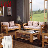 FSHS柏木客厅家具实木沙发田园小户型布艺座垫全实木凉椅现代简约