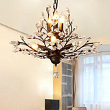 美式乡村铁艺水晶树枝吊灯创意个性艺术客厅卧室餐厅玄关地中海灯