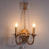 美式水晶灯具铁艺复古法式乡村客厅卧室过道北欧创意背景墙壁灯