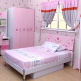 儿童床 公主床 彩色儿童家具套房 板式床带抽床箱1.2 1.5m床包邮