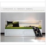 热卖纯实木沙发床推拉床简约现代全松木抽拉坐卧两用床可定制