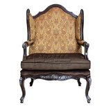 美式仿古做旧老虎椅 欧式新古典高背休闲椅 法式乡村单人沙发椅