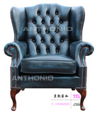 经典美式沙发椅单人皮艺沙发 老虎椅 休闲沙发椅新古典欧式沙发椅