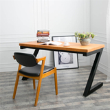 美式实木书桌铁艺桌子办公电脑桌 简约现代家用创意写字桌学生1.2