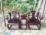 特价包邮红木圈椅王三件套 中式太师椅 仿古黑檀木雕龙独板皇宫椅