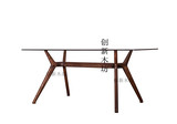 简约实木餐桌椅组合 榆木现代小户型客厅实木餐桌黑胡桃色饭桌子