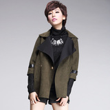 2016春装新款原单韩国气质修身显瘦麂皮绒女式风衣七分袖外套韩版