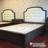美式乡村实木床1.8米欧式复古结婚床1.5米真皮床北欧双人床特价
