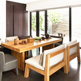 美式实木家具创意长方形办公桌泡茶桌茶几多功能小户型餐桌椅组合