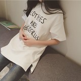 2016夏季韩版大码纯棉个性短袖印花中长款T恤韩版潮牌宽松上衣女