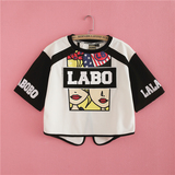 LALABOBO 拉拉波波2016年春季新款女装LABO短袖套头衫L91A-WZDM69