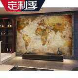 欧式世界地图复古3D建筑大型壁画学校办公室酒店客厅墙布墙纸壁纸