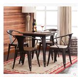 北欧复古铁艺实木餐桌椅组合 咖啡厅桌椅方形奶茶店桌子宜家方桌