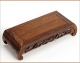 正品鸡翅木底座 红木雕刻奇玉石长方型底座 石头摆件实木圆头琴桌