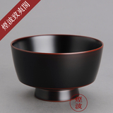 日本传统手工艺品 净法寺天然漆木胎漆器 角碗(棕) 茶碗 大