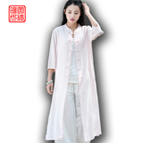 原创夏季棉麻女装新款复古中国风盘扣女式大褂外衣外套中长款防晒