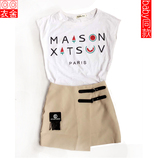 Angelababy同款 2016夏装衣品衣品天成韩版无袖直筒字母短款女T恤