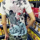 中国风个性龙纹图腾图案印花T恤男短袖修身潮牌体桖 时尚潮流tx血