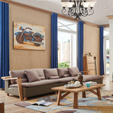 全纯实木沙发三人布艺沙发简约现代客厅组合转角真皮沙发