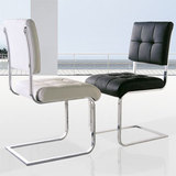 弓型金属不锈钢餐椅黑白PU皮头层牛皮餐桌椅组合家具