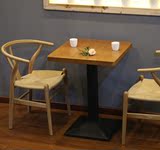 实木复古圆桌方桌咖啡奶茶店西餐厅快餐桌椅组合酒吧2人桌子批发