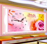 新款5D魔方钻石画幸福玫瑰之约满钻钟表时钟挂钟十字绣客厅砖石秀