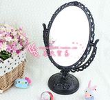 经典黑色 韩国蔷薇复古风格美容台式镜 旋转双面镜美容化妆镜子