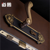 全铜特价限量欧式实木复合室内房门门锁合页门吸三件套铜门锁套装