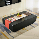 简约伸缩储物现代客厅家具组合小户型电视柜多功能黑色茶几桌