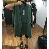 2016夏秋季韩版女修身显瘦长袖单层棉麻料中长款休闲小西装薄外套