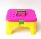 板凳收纳盒透明手提儿童玩具太空沙波普珠套装儿童小凳子厂家直销