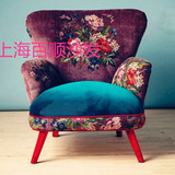 新款花色整装上海美式田园印花椅新古典个性软包影楼会所创意沙发