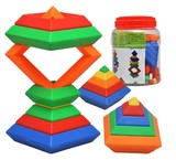 六一礼物包邮塔形重叠儿童玩具益智早教拼插积木叠叠乐塑料桌面