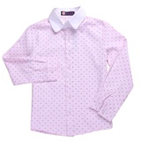 粉色印花衬衫长袖衬衣翻领学生校服纯棉幼儿园服圆领衬衫单件批发