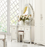 欧法式田园卧室公主白色梳妆桌台镜简易化妆台实木家具特价包邮