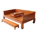 中式实木雕花罗汉床三件套弥勒榻榻米休闲沙发客房床仿古家具定做