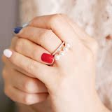 韩国新款开口珍珠戒指女 日韩时尚气质双层指环尾戒饰品配饰礼物