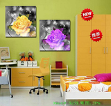 黄紫玫瑰卧室宾馆酒店客房美容院装饰画无框画壁画挂画二联画花卉