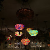 土耳其风格手工艺彩色琉璃玻璃五头铁艺吊灯 阿拉伯餐厅咖啡厅灯