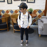 2016新款 男童糖果色蓝色黑色白色翻领单排扣韩版牛仔外套长袖