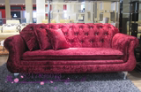 简美欧式沙发绒布艺沙发玫红色 新古典小户型单人双人三人位沙发