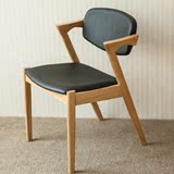 现代简约原木黑胡桃木餐椅日式简易白橡木纯实木椅子北欧书桌椅