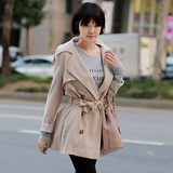 2014春秋新款 通勤韩版中长款风衣外套 长袖薄款修身女大衣 显瘦