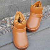 儿童外贸雪地靴 短筒PU皮儿童短靴防水防滑男女童宝宝保暖鞋棉鞋